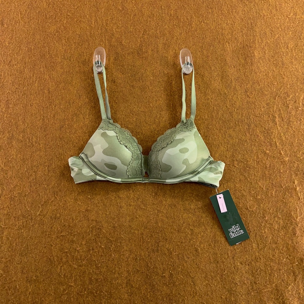 Wild Fable Womens 32A Green Camo Lace Trim Push-Up Bra NWT